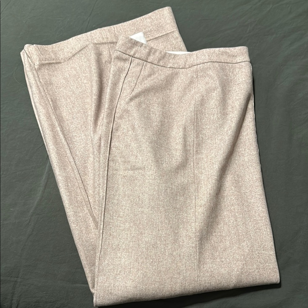 Elegant Cream Glitter Trousers - Wide Leg